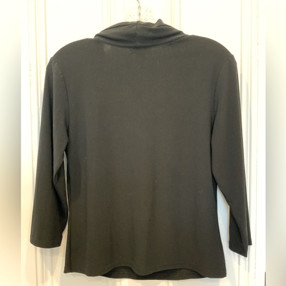 Carol Rose Cowl Neck Black Blouse with 3/4 Sleeves - Size S - Picture 3 of 3